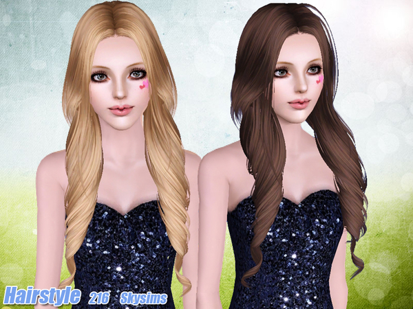 Thin and twisted hairstyle 216 by Skysims for Sims 3