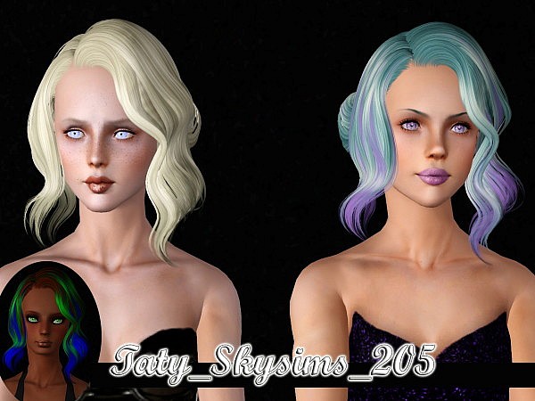 Skysims 204, 205, 206 hairstyles retextured by Taty for Sims 3