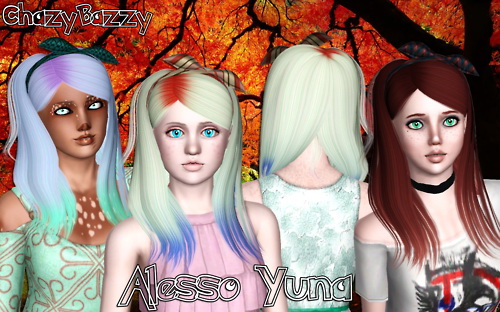 Alesso`s Yuna hairstyle retextured by Chazy Bazzy for Sims 3