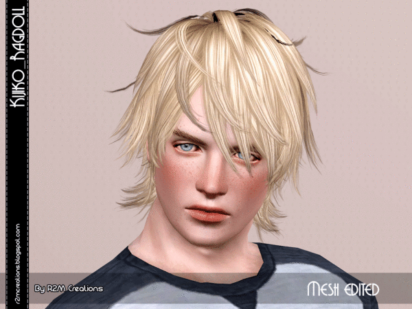 Kijiko Ragdoll hairstyle resized for male by R2M Creations for Sims 3