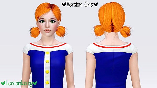 Peggy`s Clipped Ponytails hairstyle retextured by Lemonkixxy for Sims 3
