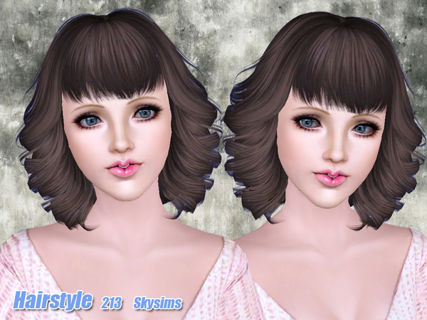 Twisted bob with bangs hairstyle 213 by Skysims for Sims 3