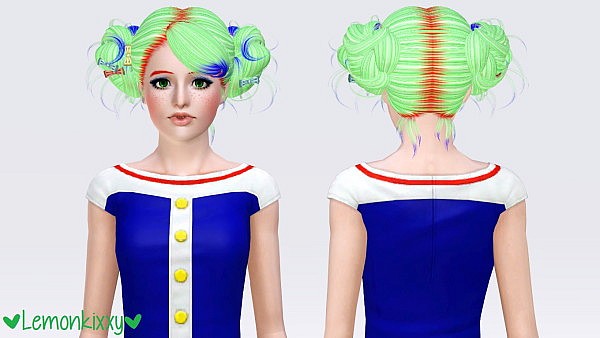 NewSea`s Love and Kiwi hairstyle retextured by lemonkixxy for Sims 3