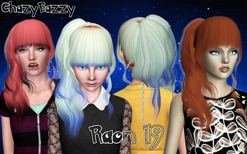 Raon 19 hairstyle retextured by Chazy Bazzy for Sims 3