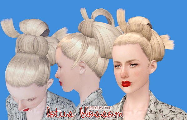 Lotus Blossom hairstyle retextured by Kitt for Sims 3