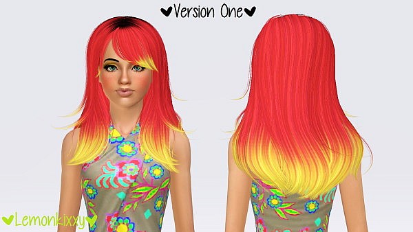 Newsea’s Stranger hairstyle retextured by Lemonkixxy for Sims 3
