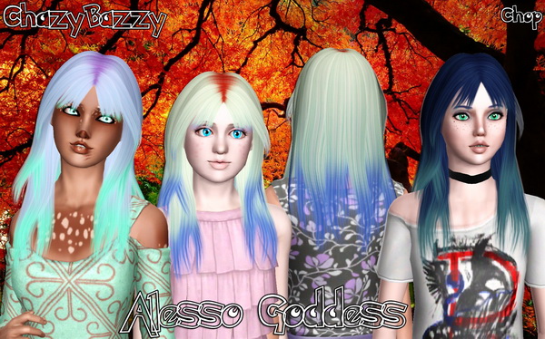 Alesso`s Goddess hairstyle retextured by Chazy Bazzy for Sims 3