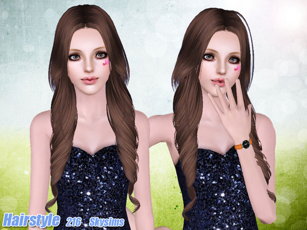 Thin and twisted hairstyle 216 by Skysims for Sims 3