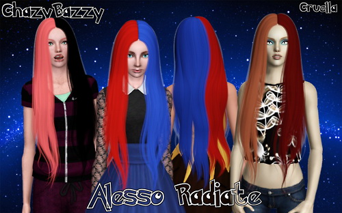 Alesso`s Radiate Cruella hairstyle retextured by Chazy Bazzy for Sims 3