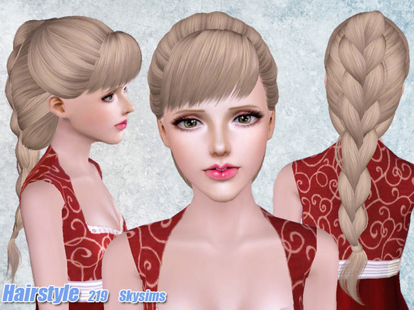 Voluminous braided hairstyle 219 by Skysims for Sims 3