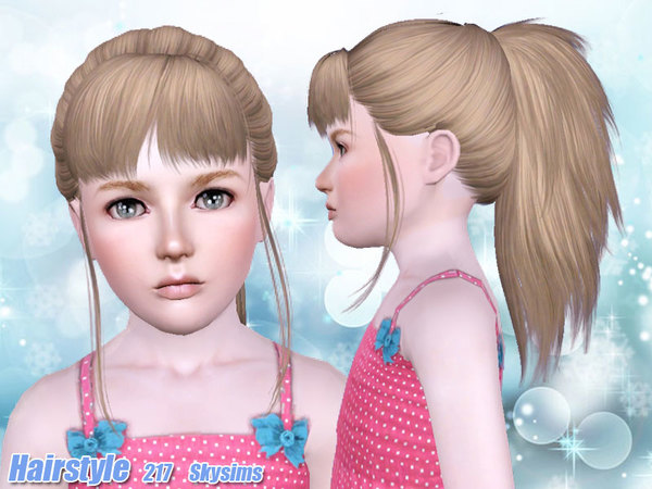 Fringed ponytail with bangs hairstyle 217 by Skysims for Sims 3