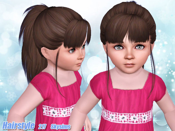 Fringed ponytail with bangs hairstyle 217 by Skysims for Sims 3