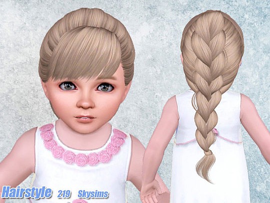 Voluminous braided hairstyle 219 by Skysims - Sims 3 Hairs