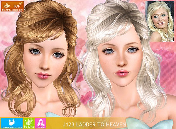 J123 Ladder to Heaven Half up waved hairstyle by NewSea for Sims 3