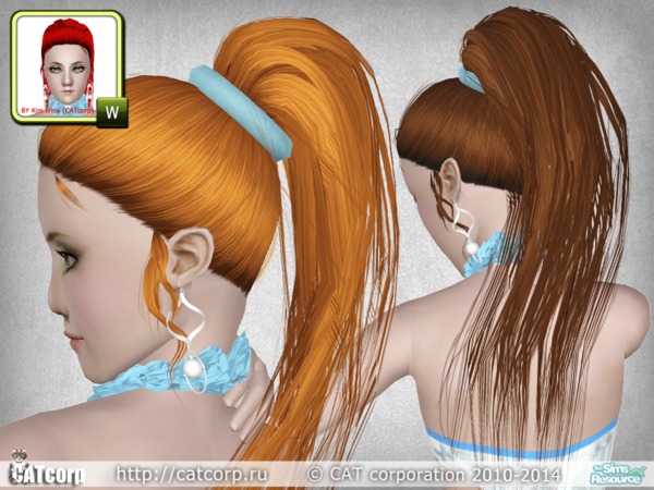 Retro ponytail hairstyle 03 by CATcorp for Sims 3