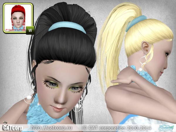 Retro ponytail hairstyle 03 by CATcorp for Sims 3