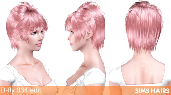 B fly 034 hairstyle females enabled with mesh edit and retexture for Sims 3