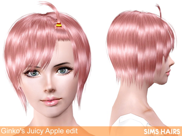 Ginko’s 01 Juicy Apple AF shiny retextured by Sims Hairs for Sims 3