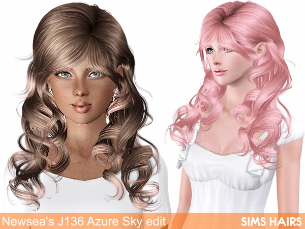 Newsea’s J136 Azure Sky AF retexture by Sims Hairs for Sims 3
