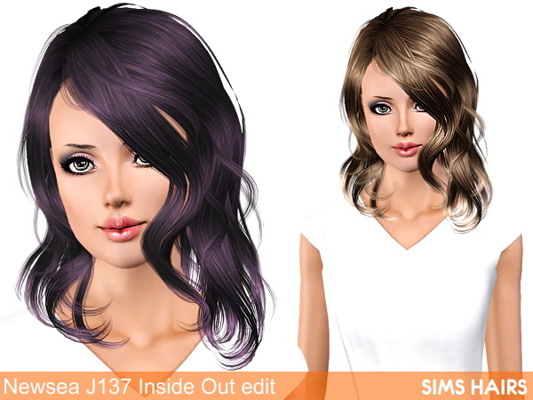 Newsea’s J137 Inside Out hairstyle retexture by Sims Hairs for Sims 3