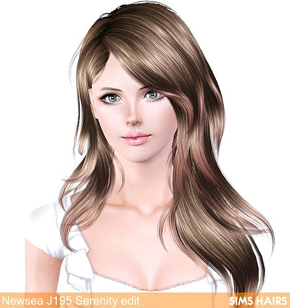 Newsea’s J195 Serenity hairstyle retexture by Sims Hairs for Sims 3