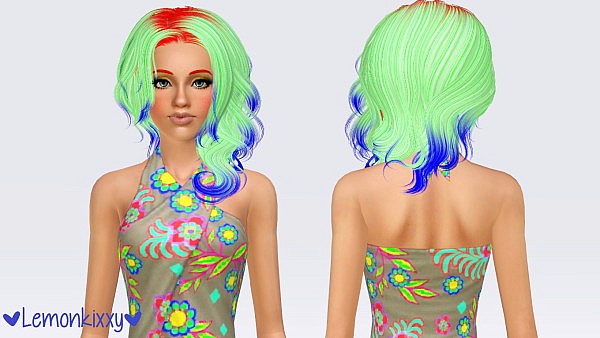 Newsea`s Rosy Cloud hairstyle retextured by Lemonkixxy for Sims 3