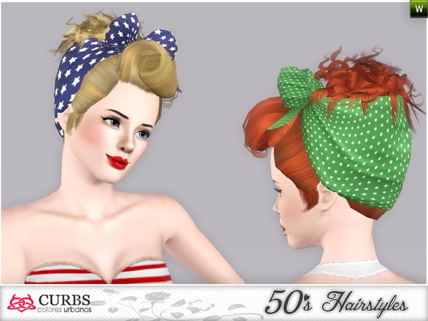 Curbs 50s hairstyles 05 v2 by Colores Urbanos for Sims 3