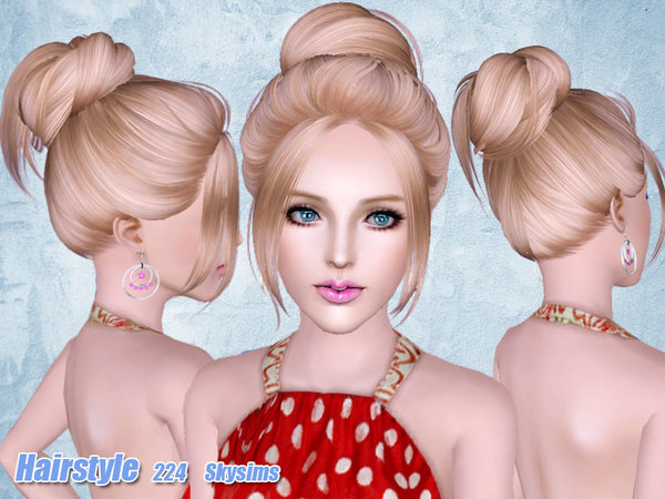 Casual bun hairstyle 224 by Skysims for Sims 3