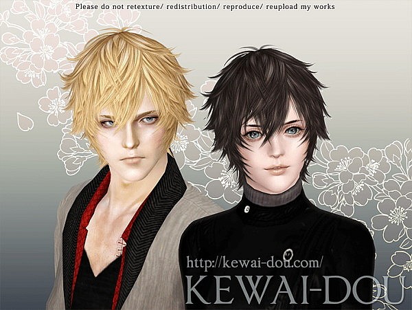 Justawake hairstyle by Kewai Dou for Sims 3
