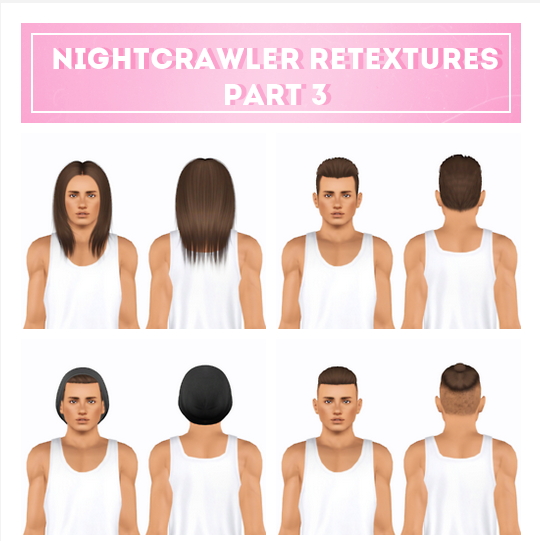Nightcrawler hairstyles part 3 retextured by Plumblobstumblr for Sims 3