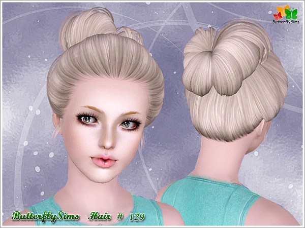 High bun hairstyle 129 by Butterfly for Sims 3