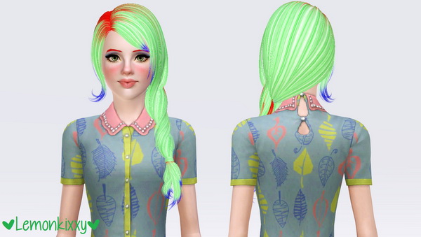 Skysims 220 hairstyle retextured by Lemonkixxy for Sims 3