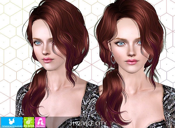 J192 Vice City Wavy side ponytail hairstyle by NewSea for Sims 3