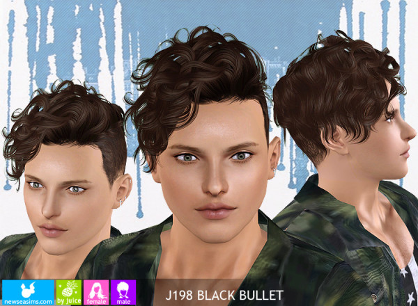 J198 Black Bullet curly side hairstyle by Newsea for Sims 3