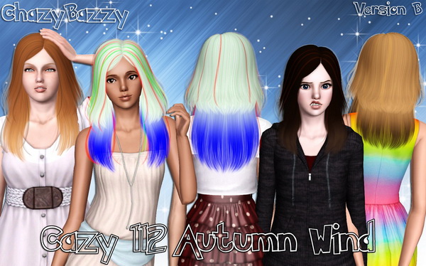 Cazy`s Autumn Wind hairstyle retextured by Chazy Bazzy for Sims 3