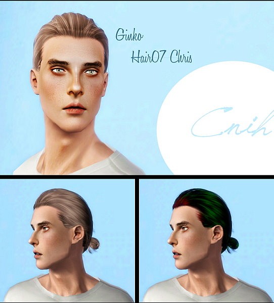 Ginko Hairstyle for him 07 Chris retextured by Cnih for Sims 3