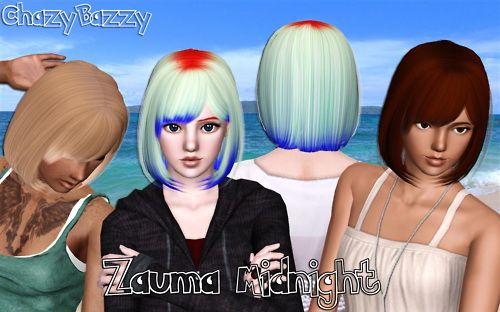 Zauma’s Midnight hairstyle retextured by Chazy Bazzy for Sims 3
