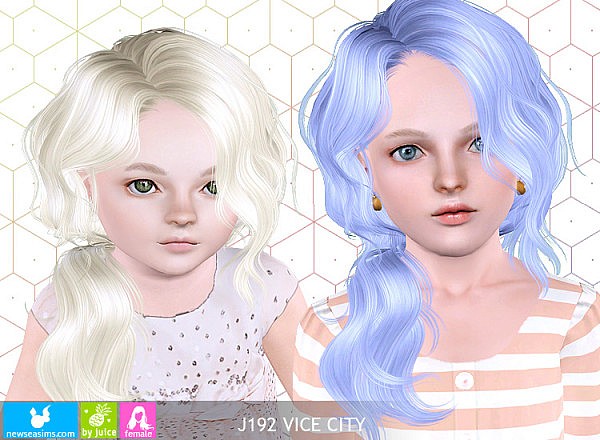 J192 Vice City Wavy side ponytail hairstyle by NewSea for Sims 3