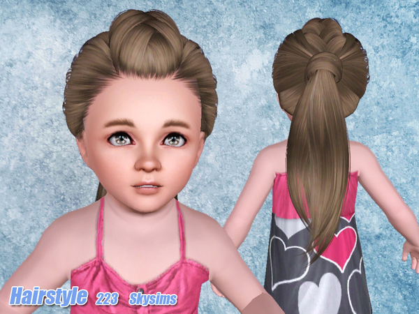 Half braided ponytail hairstyle 223 by Skysims for Sims 3