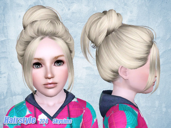 Casual bun hairstyle 224 by Skysims for Sims 3
