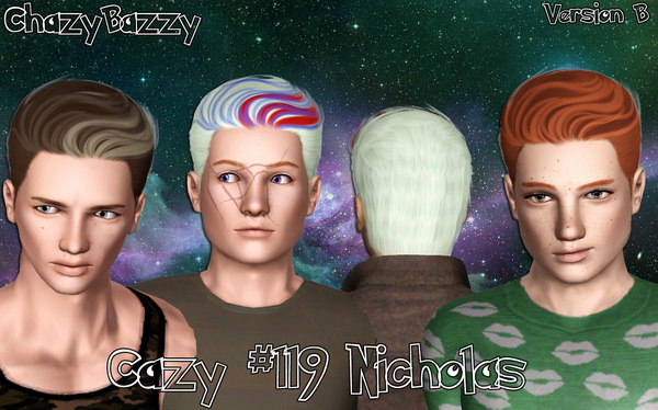 Cazy 119 Nicholas hairstyle retextured by Chazy Bazzy for Sims 3