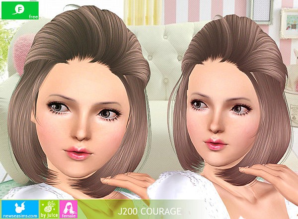 J200 Courage bangs caught bob hairstyle by Newsea for Sims 3