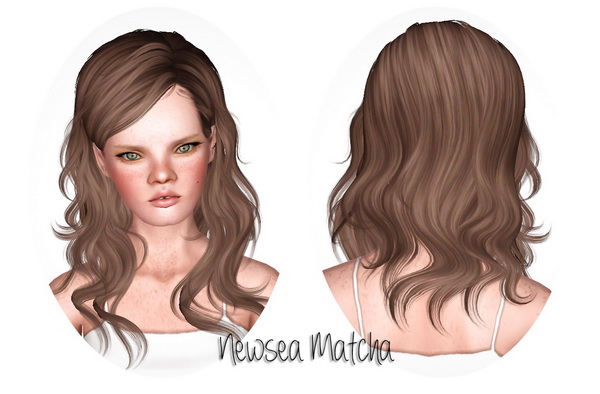 Newsea`s matcha hairstyle retextured by Wickedsims for Sims 3