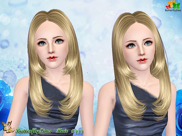 Middle part with scale hairstyle 133 by Butterfly - Sims 3 Hairs