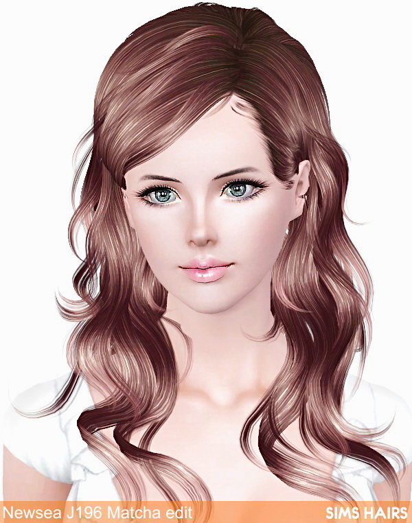 Newsea’s J196 Matcha hairstyle retextured by Sims Hairs for Sims 3