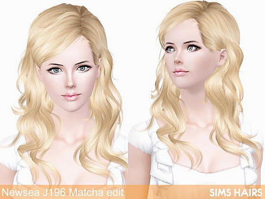 Newsea’s J196 Matcha hairstyle retextured by Sims Hairs