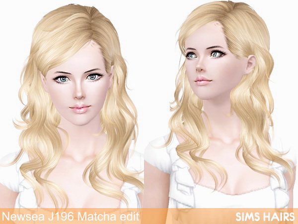 Newsea’s J196 Matcha hairstyle retextured by Sims Hairs for Sims 3