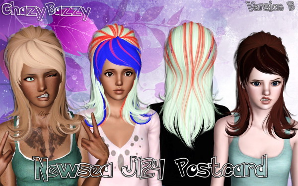 Newsea J124 Postcard hairstyle retextured by Chazy Bazzy for Sims 3