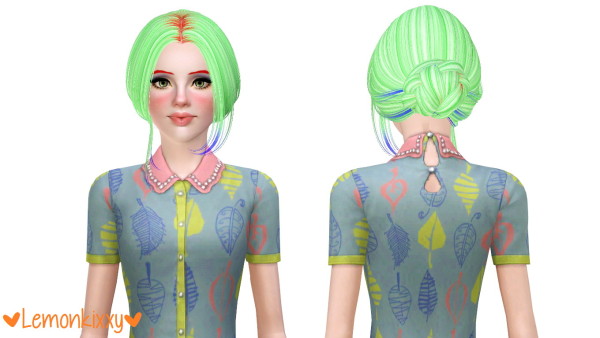 BEO Skysims 083 and 143 hairstyle retextured by Lemonkixxy for Sims 3