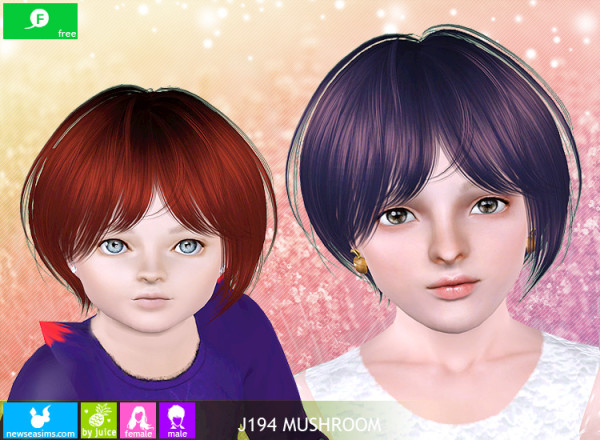 J194 Mushroom bob with thin bangs hairstyle by Newsea for Sims 3